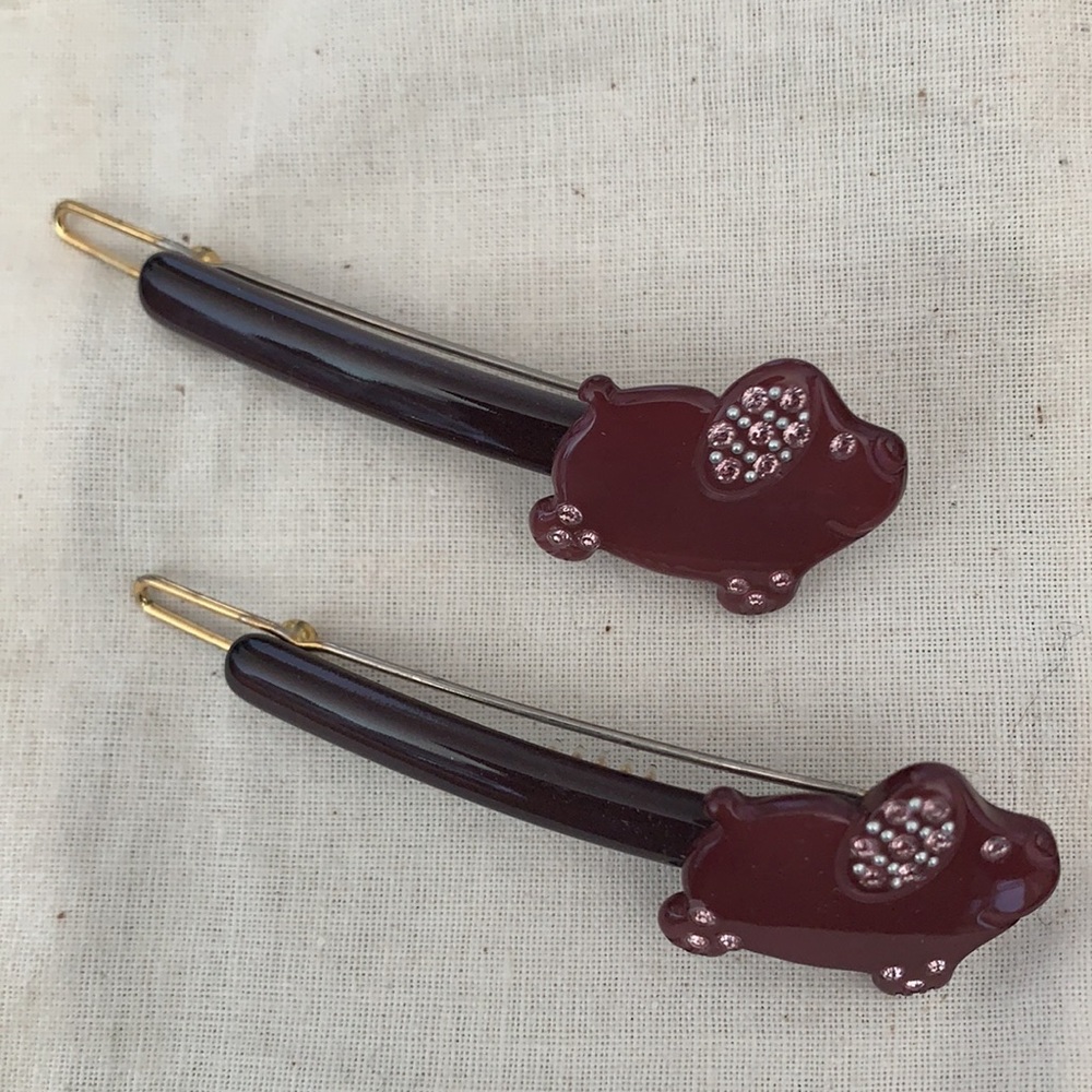 Pair of dog shape hair accessory - designer